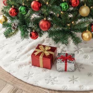 36 Inch Christmas Tree Skirt Faux Fur, White Soft Double Layer Plush Tree Skirt for Merry Christmas Party Christmas Tree Decoration Holiday Party Home Decor Indoor Outdoor B2