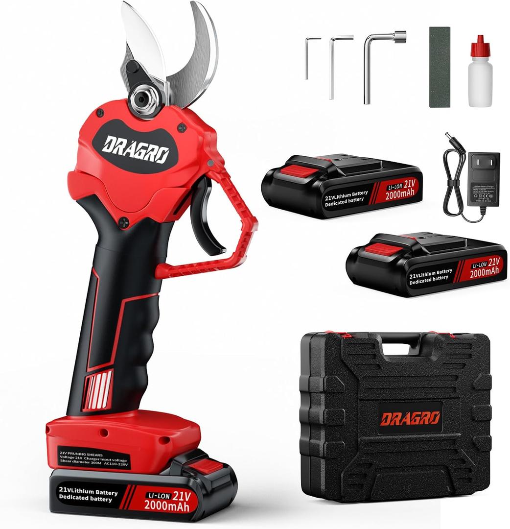 2025 Upgraded Electric Pruning Shears Professional Cordless Electric Pruning Battery Powered, Tree Branch Pruner with 2 PCS Rechargeable 2 Ah Lithium Battery - 30mm (1.2inch) Cutting Diameter