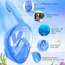 Kids Snorkel Mask Full Face, Snorkeling Gear for Kids 2-14 with Camera Mount, 180 Degree Panoramic View Snorkeling Set Anti-Fog Anti-Leak (Cyan Blue)
