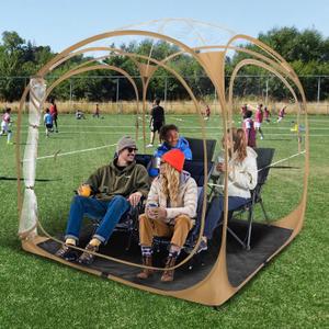 Pop Up Sports Tent - Clear Bubble Tent With Thick PVC, Scratch-Resistant - Instant Weather Proof Pod With Extra Top Cover for Soccer, Football Games, Outdoor Events - 1-6 Person