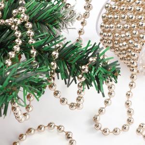 Landical 26.2ft Bead Garland for Christmas Tree Gold Artificial Pearl String Strands Beaded Roll Chain for Halloween Wedding Party Favor Crafting Floral Centerpieces Bouquet DIY Supplies