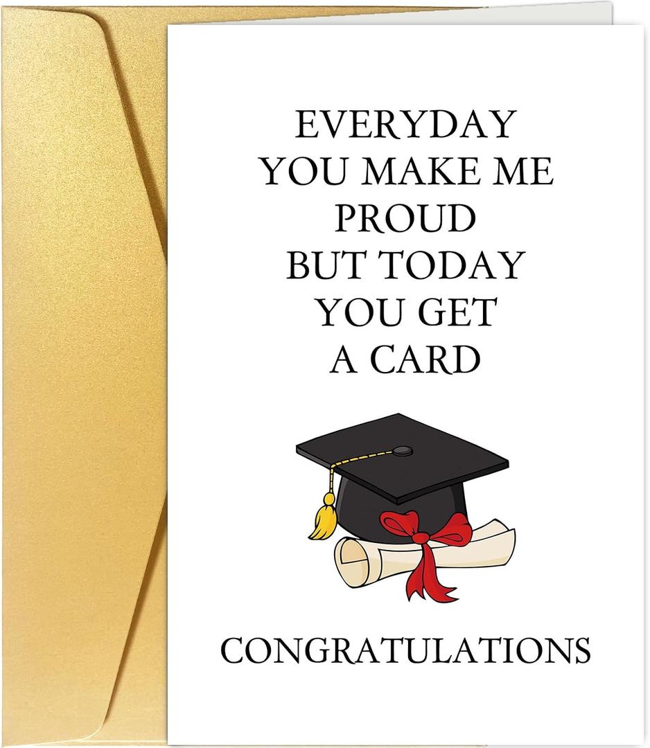 Spercy Funny Graduation Gifts for Daughter Son, Make Me Proud Congratulations Card, No Cap Graduation Card