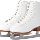 AhmyLion Figure Ice Skates for Beginners - White Comfortable Leather Ice Skates for Women, Men, Boys & Girls (Size Up 1 Size) (White, Womens Size-8/Mens Size 6.5)