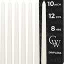 CANDWAX 10 inch Tapered Candles - Set of 12 Pearl Unscented Dripless Candlesticks - Perfect for Dinner - Ivory Candle