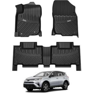 3W Floor Mats Fit Toyota RAV4 2013-2018 (Nor for Hybrid or Prime), TPE All Weather Custom Fit Floor Liner for Toyota RAV 4 LE/XLE/SE/Limited/Platium Car Liners, Black