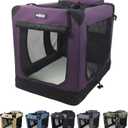 EliteField 3-Door Folding Soft Dog Crate with Carrying Bag and Fleece Bed, Indoor & Outdoor Pet Home (30" L x 21" W x 24" H, Purple)