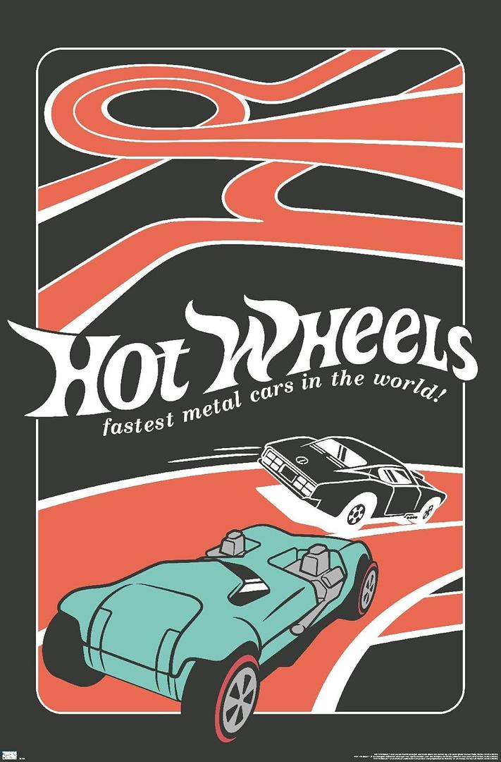 Mattel Hot Wheels - Red Minimalist Wall Poster, 34L" x 22.4W", Premium Unframed Version