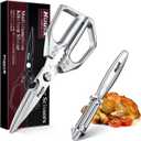 Huusk Kitchen Scissors and Potato Peelers Set, Multifunction Japanese Vegetable Peeler for Kitchen, Stainless Steel Cooking Shears with Fruit Peeler for Carrot, Veggie, Gifts for Women (Light Silver)