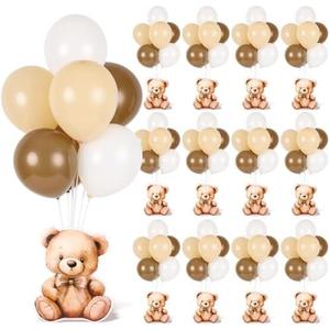 12 Sets Brown Bear Baby Shower Balloon Stand Kit for Table Teddy Bear Table Centerpieces Party Decor Baby Shower with Balloon Decoration for Girl and Boy Birthday Newborn Gender Reveal Party Supplies
