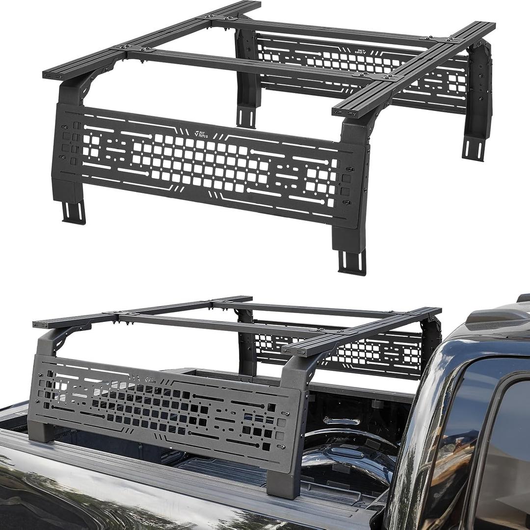 JOYTUTUS 16.5-21.2" High Truck Bed Rack for Full Size & Mid Size Truck Adjustable Overland Bed Rack Compatible with F150 F250 F350 Silverado Sierra Ram Tundra Tacoma Gladiator