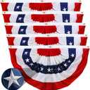 Americana Bunting Flags Outdoor 2x4 Ft,Pleated Fan Flag with Embroidered Stars,Red White and Blue Decorations for 4th of July Independence Day Memorial Day Patriotic Decorations (Set of 5)