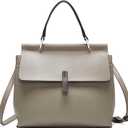 LAORENTOU Cowhide Leather Women Crossbody Handbag Satchel Style Purse Classic Stylish for Ladies (01 Khaki)