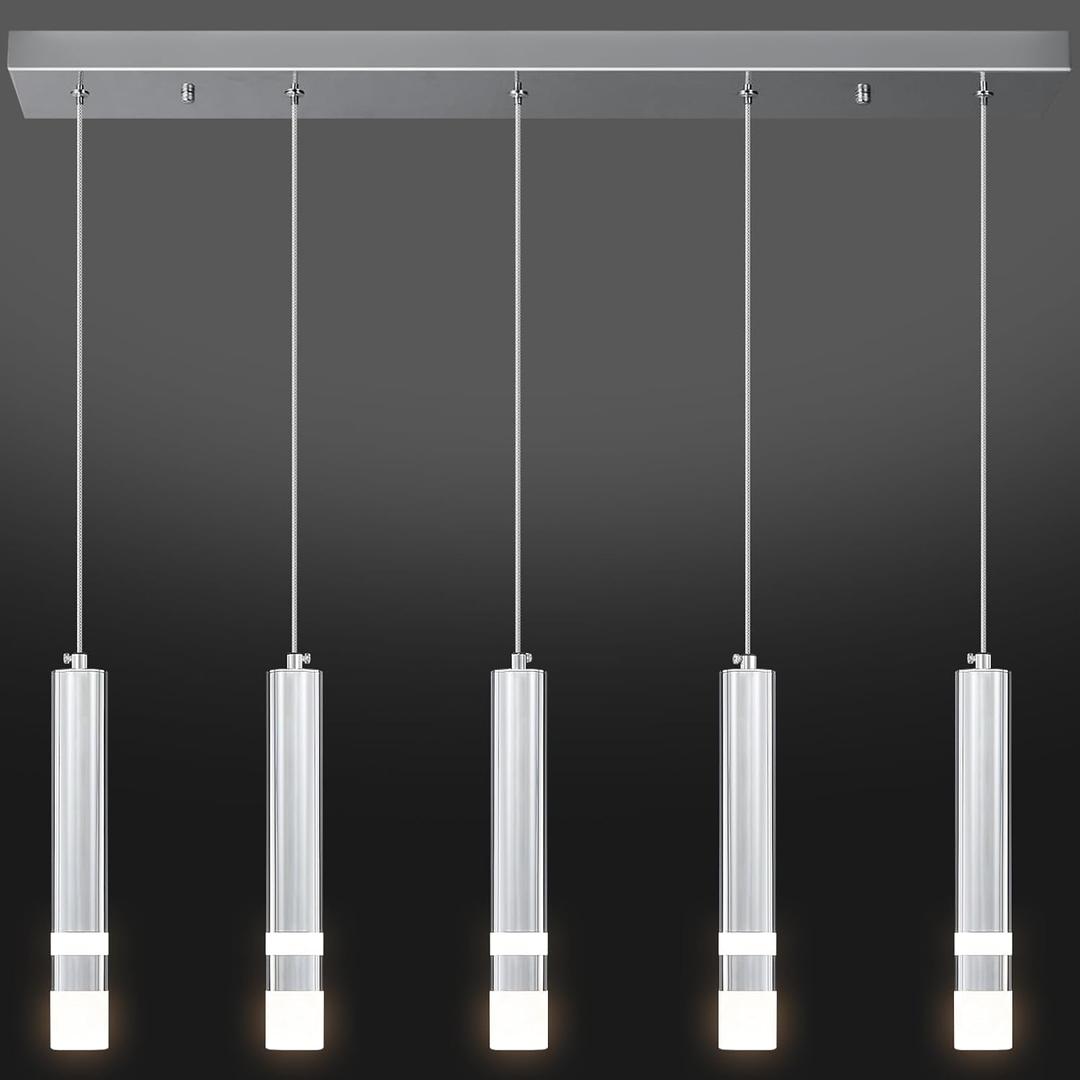 LIANGMH 
5-Light Dining Room Modern Pendant Light Kitchen Fixture Dimmable LED Chrome Mini Pendant Lighting fo Kitchen Island Study Pendant Lights