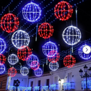 Leinuosen 4th of July Decorations Outdoor 6 Pack Red White Blue Ball String Light 7.87" LED Patriotic Hanging Garden Sphere Foldable Metal Frame Globe for Independence Day Party