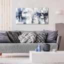 Prepeyssee White and Blue Abstract Canvas Wall Art for Living Room Bedroom Home Office Large Modern Grey Abstract Canvas Prints Picture Ready to Hang Size 20x40 (20L" x 40W", white)
