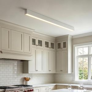 White ceiling light LED, modern and simple, long strip ceiling surface installation, suitable for living room, bedroom, corridor and kitchen, remote control to switch color and brightness, 31.4 inches
