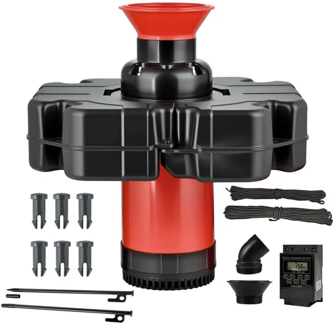 Floating Pond Fountain Aerator w/Timer, Stainless Steel Pond Aeration Pump