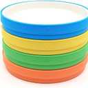 Elk and Friends Kids 7.8” Porcelain White Plates with Silicone Sleeves | Suitable for Babies/Toddlers | Microwave & Dishwasher Safe | Non Slip Dinnerware | Snack Dishes | 4 Pack, Green/Orange/Blue/Yellow