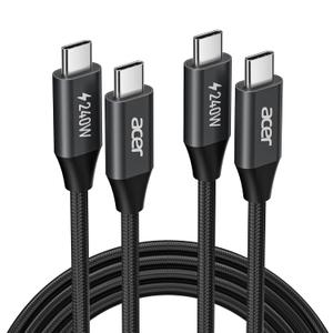 acer USBC Cable, 240W USB C Cable (6.6FT/2 Pack), C to C Fast Charging Nylon Braided Type-C Charger Cord Compatible with iPhone16/15 Pro Max, Galaxy S25/S24, MacBook Pro/Air, iPad, Laptop, etc.