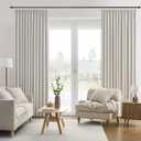 140 Inch Long Blackout Curtains Panels Set,Linen Textured Custom Extra Long Luxury Noise Reducing Curtains for Large Window Pocket Back Tab Pleat Heading Tape with Hooks 50W x 140L,Natural Birch/Ivory