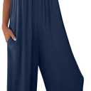 Dokotoo Women's Loose Sleeveless Jumpsuits Adjustable Spaghetti Strap Stretchy Long Pant Romper Jumpsuit with Pockets (X-Large, A Indigo Blue)