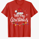 Merry Christmas Lights Red Santa Hat Xmas Family Men Women T-Shirt.M