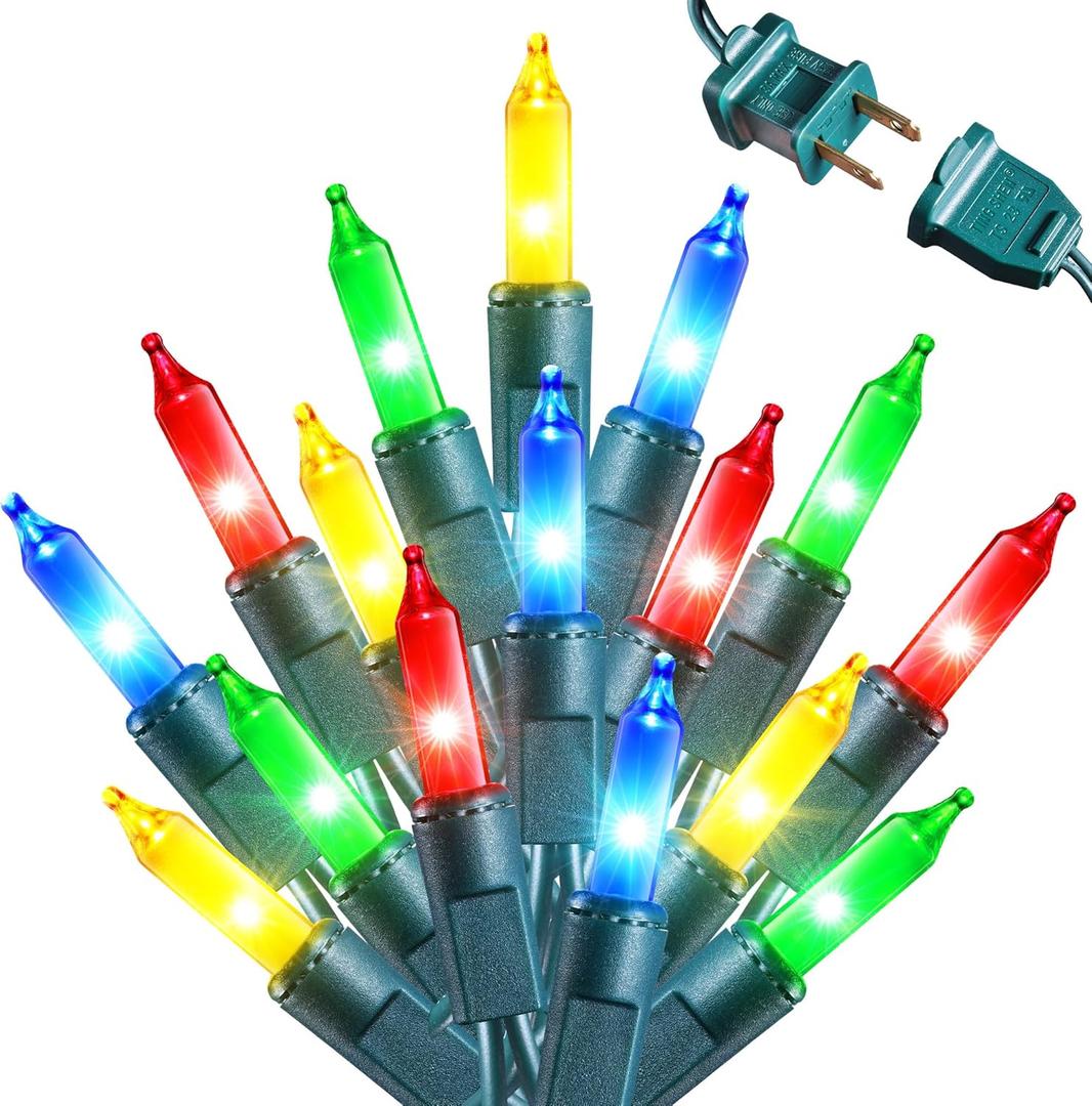 Christmas Lights -2 Pack Total 43FT 200 Count Conectable Waterproof String Lights Brighter Detachable Plug-in Lights Indoor & Outdoor for Christmas Decoration(Mulitcolor) (Multicolor)