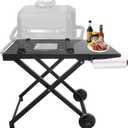 SafBbcue Outdoor Collapsible Grill Stand for Ninja Woodfire OG700 Series Grill Ninja OG701 OG751 Woodfire Foldable Grill Cart Attachable Side Table Ninja Woodfire Outdoor Oven Cart Accessories Upgrade