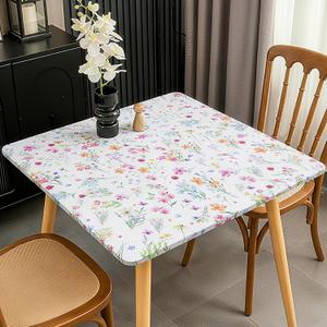 Fanfanwin 2 Pcs 36x36 Inch Wildflower Square Fitted Tablecloth with Elastic Edge Card Table Waterproof Wipeable Floral Table Cover for Indoor, Picnic, Kitchen, Dinner, Wedding, Birthday