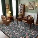 GarveeHome Blue Floral 6x9 Area Rug for Bedroom Living Room
