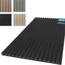 AKUMAX 0.7 in Thick Wood Slat Acoustic Wall Panels, 2-Pack, Black Oak