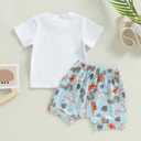 Western Toddler Baby Boy Clothes Short Sleeve T Shirt Elastic Waist Shorts Set Cowboy Outfit Summer Clothing (White)