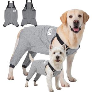 Dog Recovery Suit for Hid Leg, Soft Stretchy Pants for Hip Thigh Wound Protective Sleeves to Prevent Licking (Grey, XL(Reference Weight 13-22 lbs))
