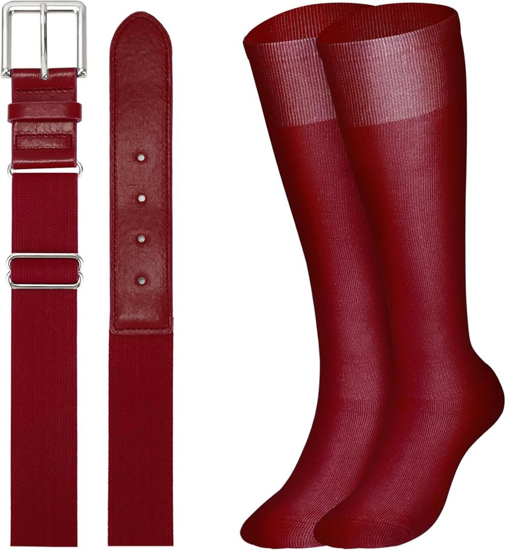XZQTIVE Baseball Softball Socks and Baseball Softball Belt Combo Set