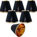 Small Lamp Shade Chandelier Shades Set of 6Fabric Lampshade for Wall LampChandelier ShadesSmall Table LampsFor Cutting Edge Bulbs, Clip-on Fitter Lampshade3" X 6" X 5" (Black and gold Phnom Penh)