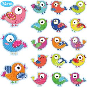 72 Pieces Boho Birds Cut-Outs Multicolor Bird Cutouts Bird Bulletin Board Decorations for Classroom Birthday Party Supply