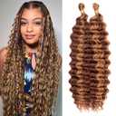 Eerya Long Curly Braiding Hair 18 Inch 2 Packs Deep Ocean Wave Crochet Hair for Black Women Deep Wave Braiding Hair for Boho Braids（18 inch, P33/30)