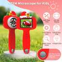 BLACKROOT Microscope for Kids, 2.4" Handheld Digital Pocket Microscope, STEM Educational Science Toys for Christmas Birthday Gifts for 3+ 4 5 6 7 8 9 10 11 12 Year Old Boys Girls, Red