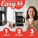 Gourmia 12 Cup One-Touch Coffee Maker Pause and Serve with Automatic Keep Warm, Easy View Water Window, Compact Design, Stainless Steel Accents, Black