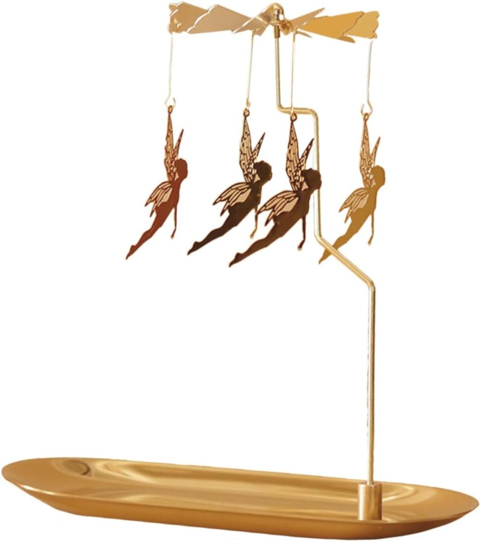 Beaupretty Rotary Candle Holder Fairy Rotating Candle Holder Flying Angels Tea Lights with Tray Candlestick Ornament for Wedding Party Christmas Festival Home Decor