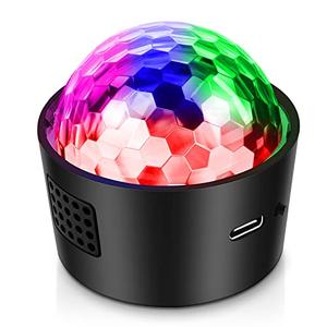 Wiwreenm Mini Disco Ball Light,Rechargeable Party Lights,Sound Activated Strobe DJ Light,Portable Battery Operated,Night Lights Projector for Kids,Halloween,Disco Decoration for Car/Parties
