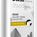 Americanflat 24x36 Poster Frame with Polished Plexiglass - Use as 20x30 Frame with Mat or Display 24x36 Photo Without Mat - Soho Collection - Deep Molding Picture Frames for Wall Display - White