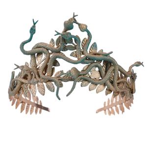 Greek Medusa Snake Crown - Cosplay Headband Medusa Costume Headband Halloween Greek Goddess Headdress with Laurel Leaves Masquerade Party Golden Green