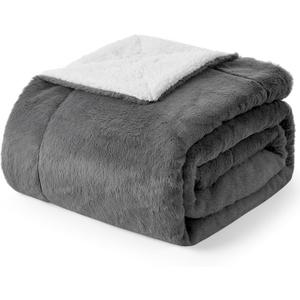 Waterproof Pet Blanket, Soft Faux Fur Dog Blanket for Woman Sofa Bed Couch, Liquid Pee Proof Throw for Large Dog or Cat, Reversible Washable Plush, Double Sided, 40x60 in, Grey (M (40"x60"))