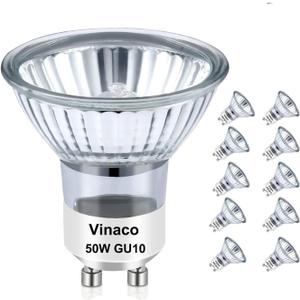 Vinaco 10 Pack Halogen GU10 120V 50W Candle Warmer Bulb Dimmable, MR16 GU10 C 120V 50W 2800K Warm White, 50 watt Halogen Light Bulb for Candle Warmer Lamp Replacement, Track Lighting