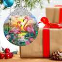 Flamingo 2025 Ornaments for Christmas Tree, Stained Glass Christmas Decoration, Holiday Decor, Gift Idea for Lovers