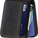 for Samsung Galaxy Z flip 7 Case Flip Leather Cover with Hinge Protection, Slim Thin Magnetic Wallet Case [1 Card Holder], Shockproof Protective Cover for Samsung Z Flip 7 5g Phone Case (Black)