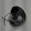 Sidaila Messy Bun Hair Piece 10 Ponytail Extension Short Drawstring Ponytail with Comb Elastic Fake Hair Extensions Straight Fully Pony Tail Wig Hair Pieces for Updos for Women - Gray and White Tips