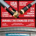 Best 150 ft Metal Garden Hose Set - No-Kink Durable 316 Stainless Steel, 10-Way Zync Spray Nozzle & Hook  Tough Flexible Heavy Duty Water Hoses, Naval Brass, Rust, Weather, LeakProof