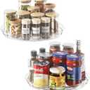 LAMU 2 Pack Lazy Susan Organizer 9.25 inch Lazy Susan Turntable for Cabinet, Rotating Spice Organization for Cabinet, Kitchen, Table Top, Countertop, Pantry Fridge Organizers and Storage, Clear